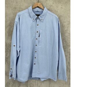 Drake Waterfowl Shirt Mens XL Blue Long Sleeve Button Down Fishing Shirt Vented